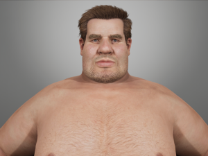 realistic fat man naked character 3D Model