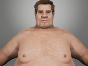 realistic fat man naked character 3D Model