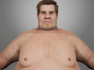 realistic fat man naked character 3D Model