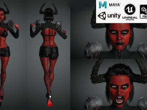 realistic demon girl game ready 3D Modell
