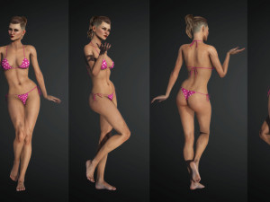 Realistic female rigged game ready 3D 모델