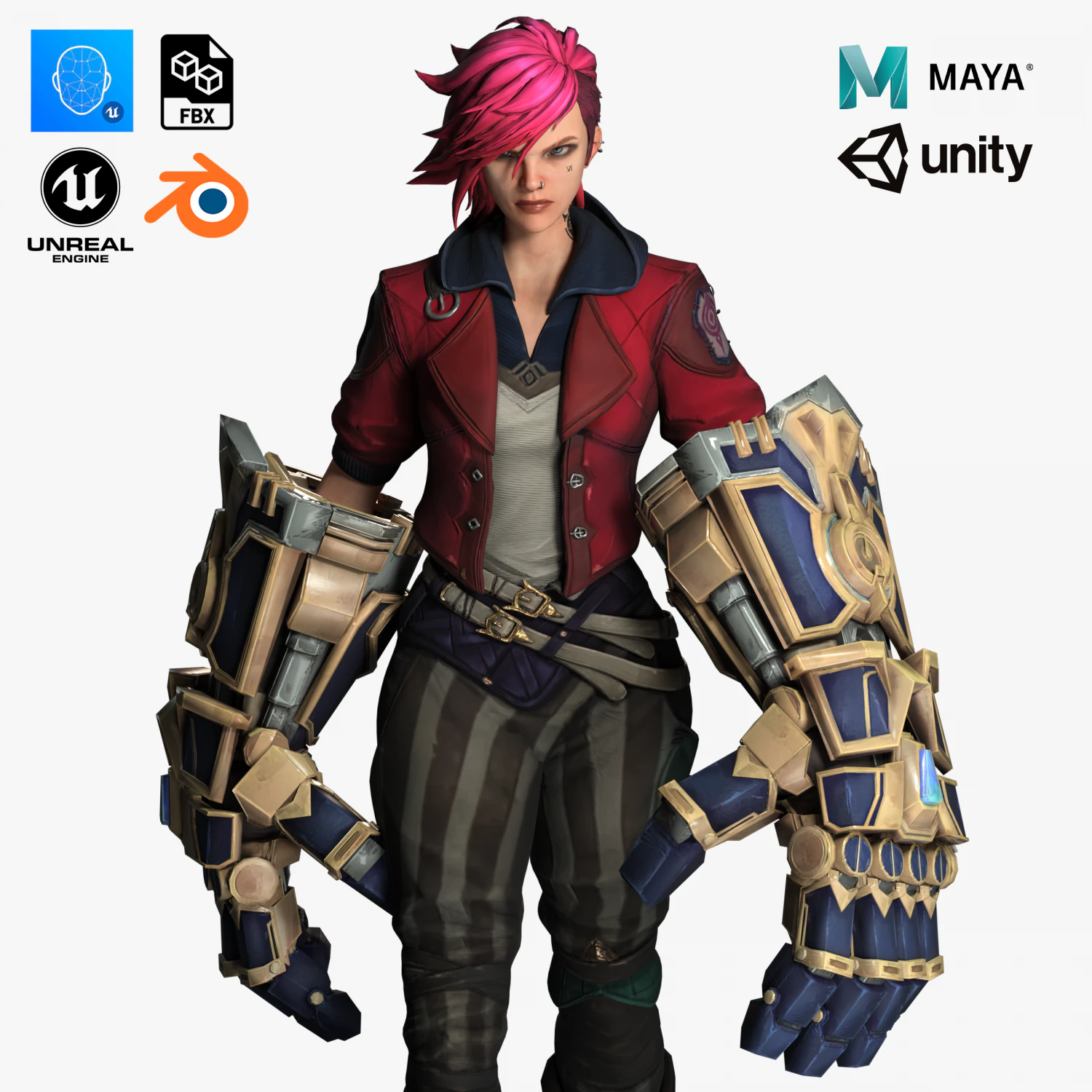 Vi League of legends Arcane 3D Model .c4d .max .obj .3ds .fbx .stl .blend 