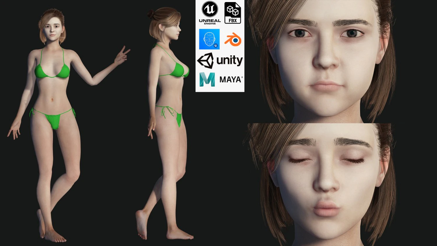 Korean Girl Realtime 3D Model .c4d .max .obj .3ds .fbx .stl .blend 