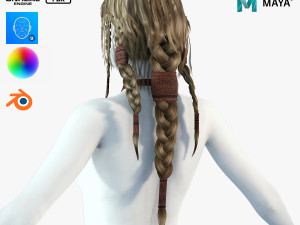 Realtime hair princess braid Long free 3D 模型