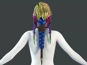 Realtime hair princess braid Long free 3D Model