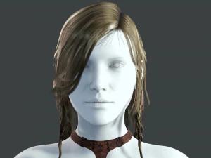Realtime hair princess braid Long free 3D Model