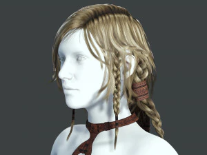 Realtime hair princess braid Long free 3D Model