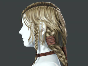 Realtime hair princess braid Long free 3D Model