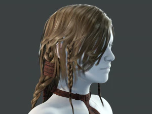 Realtime hair princess braid Long free 3D Model