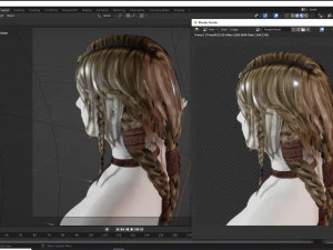 Realtime hair princess braid Long free 3D Model