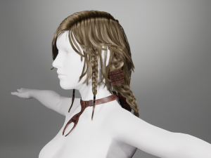 Realtime hair princess braid Long free 3D 모델