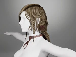 Realtime hair princess braid Long free 3D Model