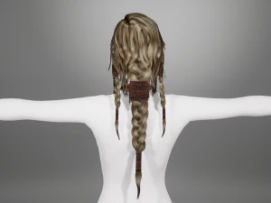 Realtime hair princess braid Long free 3D Model