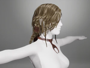 Realtime hair princess braid Long free 3D Model