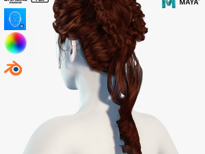 Realistic Female hair colorable 3Dモデル