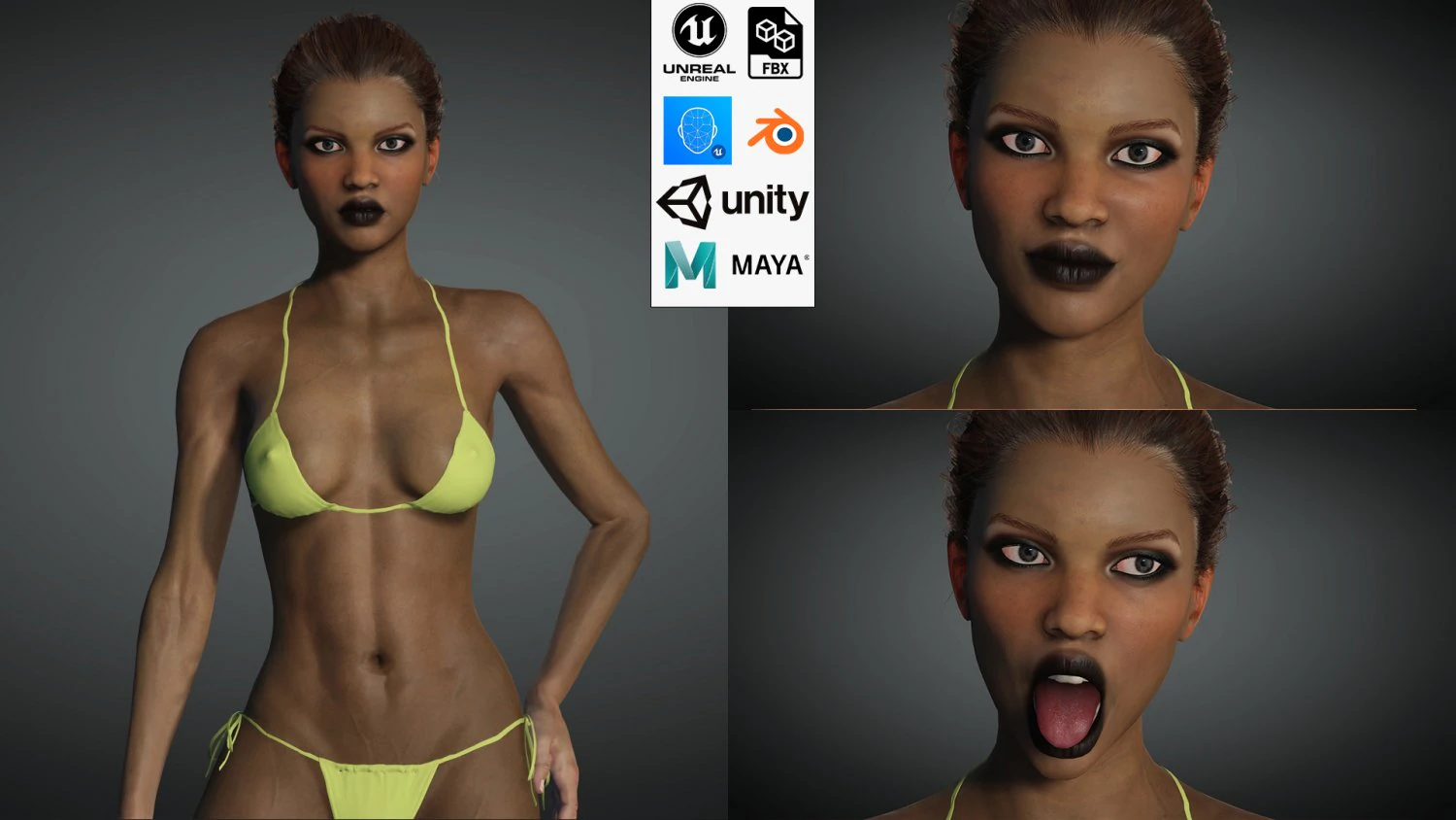 Realistic Female Game Ready model 3D Model .c4d .max .obj .3ds .fbx .stl .blend 
