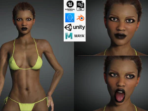 Gerçekçi Kadın Oyununa Hazır modeli 3D Model