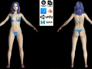 Realistic Female Game Ready 3D Модель