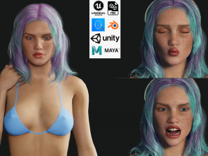 Cyber punk futurist sci fi Girl Modelo 3D