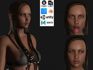 Jogo manipulado feminino preto realista pronto Modelo 3D