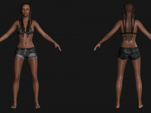 Realistic black female rigged game ready 3D Модель