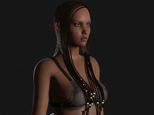 Realistic black female rigged game ready 3D Модель