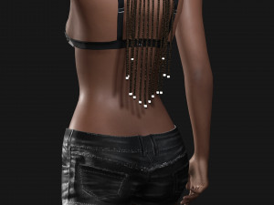 Realistic black female rigged game ready 3D Модель
