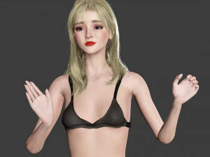 Azjatka uzbrojona w grę gotową Model 3D