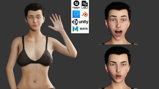Cartoon Woman Ready 3D Model .c4d .max .obj .3ds .fbx .stl .blend