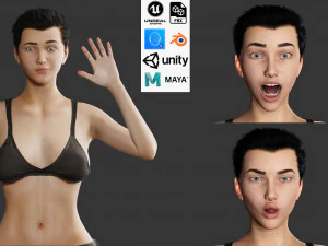 Cartoon Woman Ready 3D Model