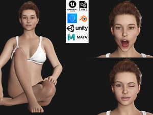 Realistic Latina Woman Game Ready 3Dモデル