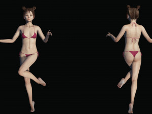 Realistic Girl teenager Low-poly 3D 模型