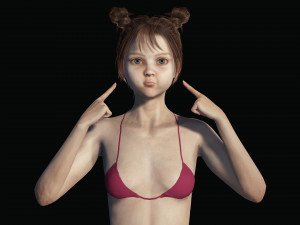 Realistic Girl teenager Low-poly 3D 模型