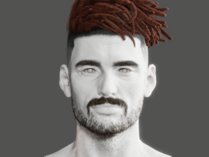 Realistic Hair Beard brows mustache p8 Dread Modelo 3D
