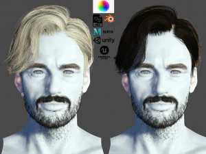 Homem de cabelo em tempo real Penteado poligonal Modelo 3D