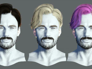 Realtime hair man Polygone Hairstyle 3D Model