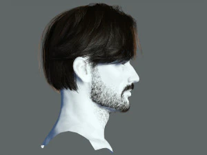 Realtime hair man Polygone Hairstyle 3D Model