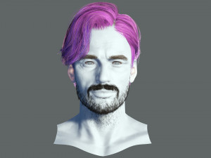 Realtime hair man Polygone Hairstyle 3Dモデル