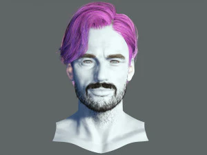 Realtime hair man Polygone Hairstyle 3D Model