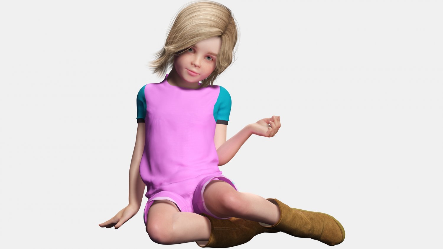Download A 3d Model Of A Girl Sitting On A Bench Wallpaper