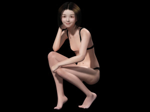 Japanese woman Girl Game Ready Modelo 3D