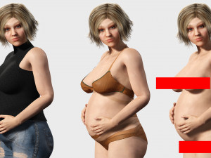 Pregnant woman and clothed Low-poly 3D-Modell