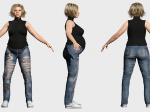 Pregnant woman and clothed Low-poly 3D-Modell