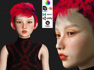 Modular Asian Girl Game Ready 3D Model