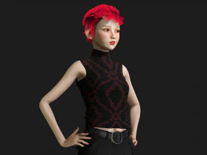 Modular Asian Girl Game Ready 3D Model
