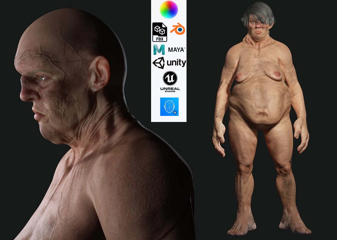 Female troll naked Ready 3D Model .c4d .max .obj .3ds .fbx .stl .blend 
