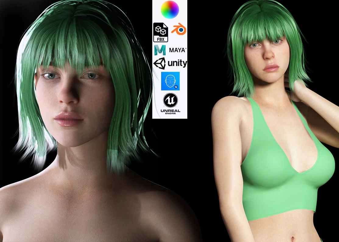 Billie Eilish game ready and clothed 3D Model .c4d .max .obj .3ds .fbx .stl .blend 