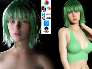 Billie Eilish game ready and clothed 3Dモデル
