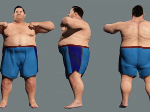 Fat Man naked and clothed 3D Model