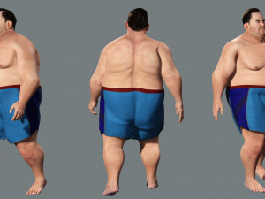 Fat Man naked and clothed 3D 모델